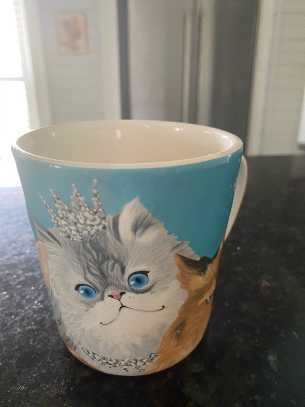 Ironstone Blue Cat Illustration Ceramic Mug - Unbranded